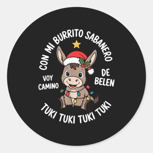 Tuki Tuki Santa Hat Spanish Mexican Christmas Swea Ronde Sticker (Voorkant)