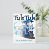 TukTuk Blue Print Briefkaart (Staand voorkant)