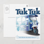 TukTuk Blue Print Briefkaart (Voorkant / Achterkant)