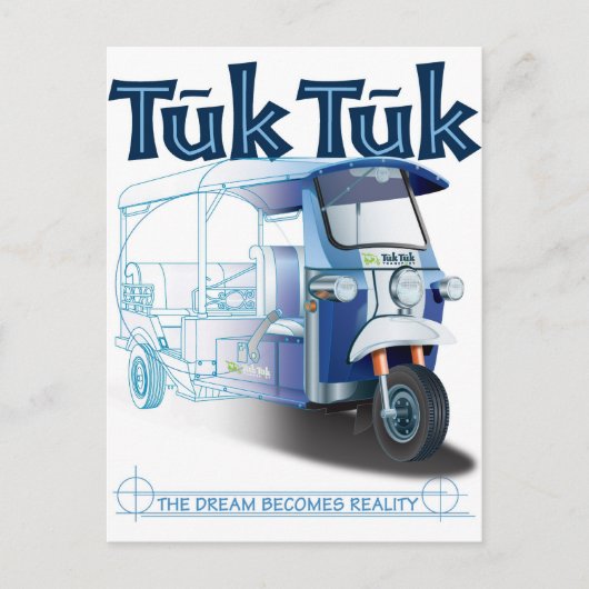 TukTuk Blue Print Briefkaart (Voorkant)