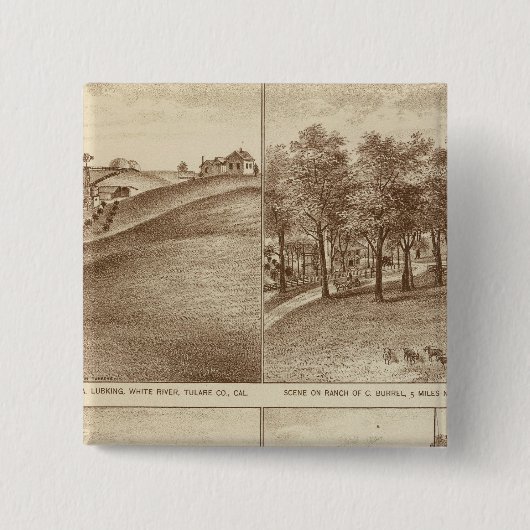 Tulare Co ranches, kantoren Vierkante Button 5,1 Cm (Voorkant)