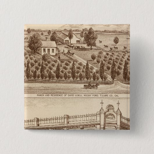 Tulare County Bank Vierkante Button 5,1 Cm (Voorkant)
