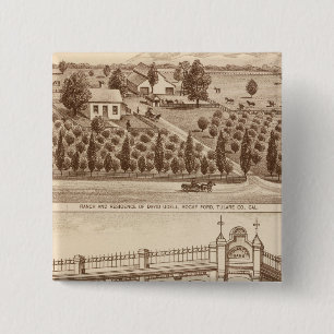 Tulare County Bank Vierkante Button 5,1 Cm