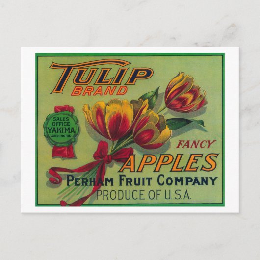 Tulip Apple Crate LabelYakima, WA Briefkaart (Voorkant)