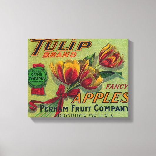 Tulip Apple Crate LabelYakima, WA Canvas Afdruk (Voorkant)