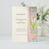 Tulip Art Nouveau Save The Date Kaart (Staand voorkant)