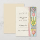 Tulip Art Nouveau Save The Date Kaart (Voorkant / Achterkant)