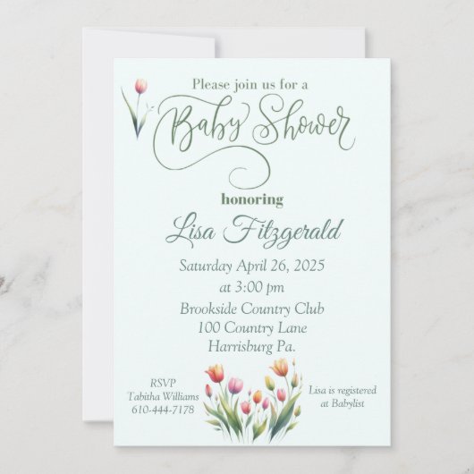 Tulip Baby shower Uitnodiging (Voorkant)