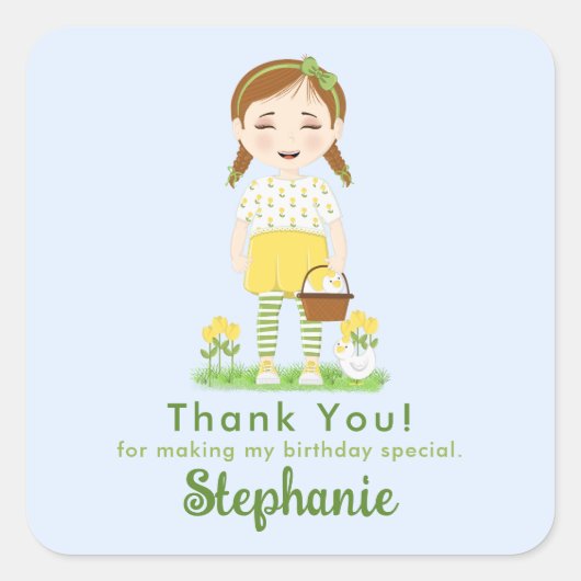 Tulip Birthday Vierkante Sticker (Voorkant)
