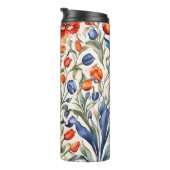 Tulip Bloomers WC Patroon Ontwerp Thermosbeker (Geroteerd rechts)
