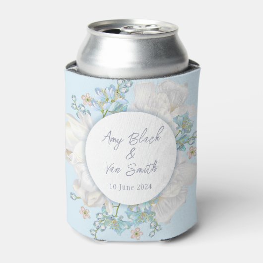 Tulip Blue Floral Wedding Blikjeskoeler (Blikje Voorkant)