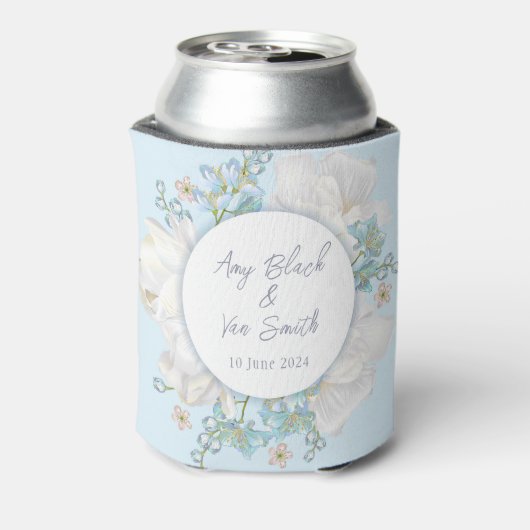 Tulip Blue Floral Wedding Blikjeskoeler (Blikje Achterkant)