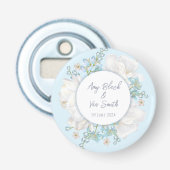 Tulip Blue Floral Wedding Button Flesopener (Voorkant)