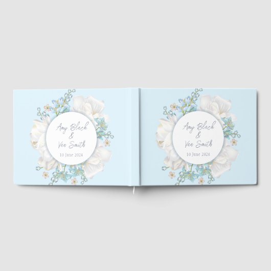 Tulip Blue Floral Wedding Gastenboek (Volledig)