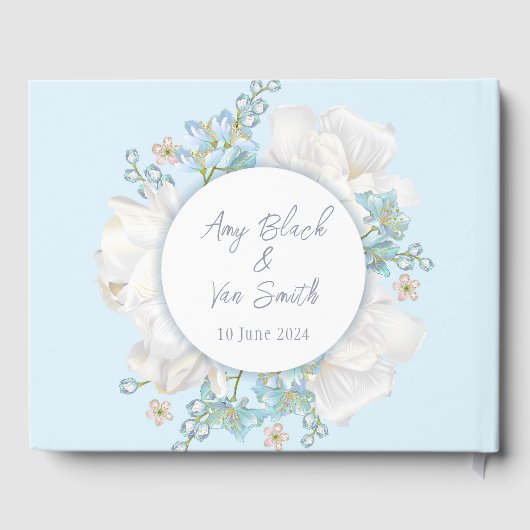 Tulip Blue Floral Wedding Gastenboek (Achterkant)
