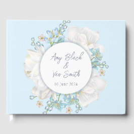 Tulip Blue Floral Wedding Gastenboek