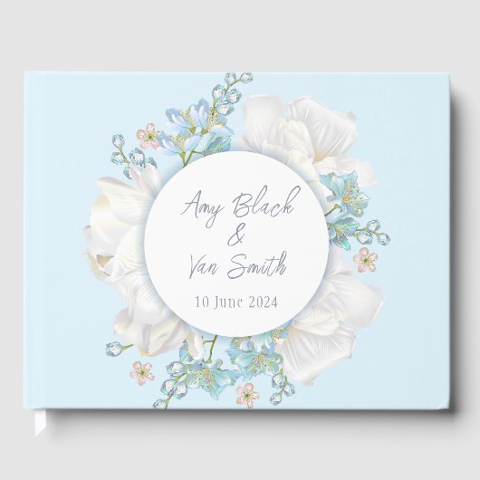 Tulip Blue Floral Wedding Gastenboek (Voorkant)