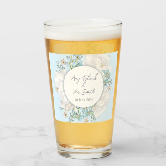 Tulip Blue Floral Wedding Glas (Voorkant gevuld)