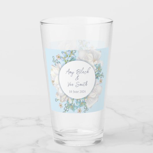 Tulip Blue Floral Wedding Glas (Voorkant)