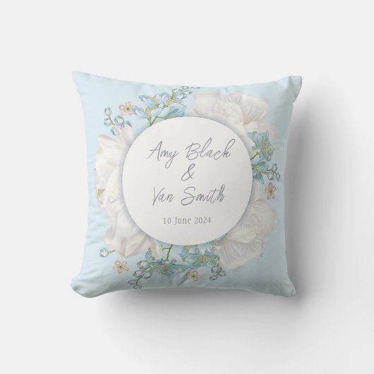 Tulip Blue Floral Wedding Kussen (Voorkant)