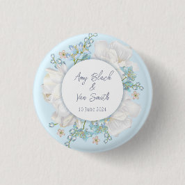 Tulip Blue Floral Wedding Ronde Button 3,2 Cm