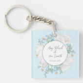 Tulip Blue Floral Wedding Sleutelhanger (voorkant)
