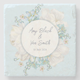 Tulip Blue Floral Wedding Stenen Onderzetter