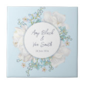 Tulip Blue Floral Wedding Tegeltje (Voorkant)