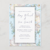 Tulip Blue Floral Wedding Uitnodiging Briefkaart (Voorkant)