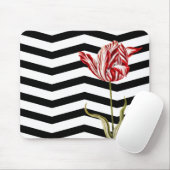 Tulip Botanische Chevron Stripe Patroon Muismat (Met muis)