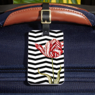 Tulip Botanische Chevron Stripes Pattern Bagagelabel