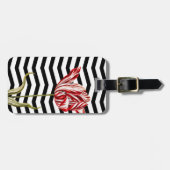 Tulip Botanische Chevron Stripes Pattern Bagagelabel (Voorkant horizontaal)