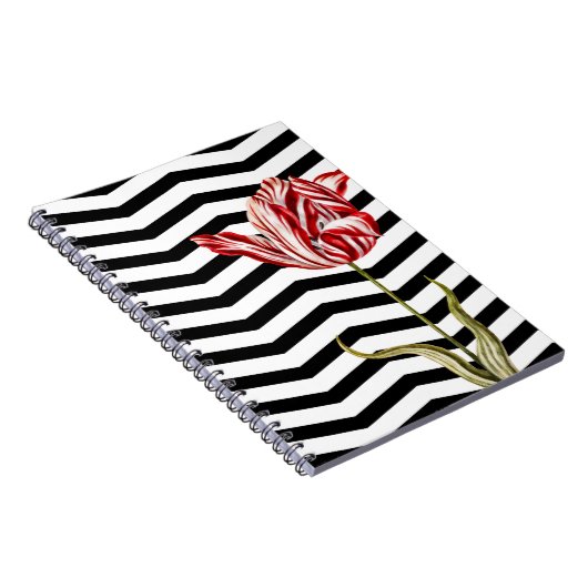 Tulip Botanische Chevron Stripes Pattern Notitieboek (Rechterzijde)