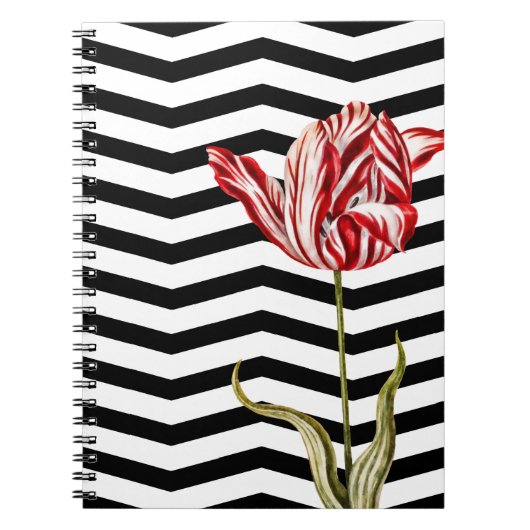 Tulip Botanische Chevron Stripes Pattern Notitieboek (Voorkant)