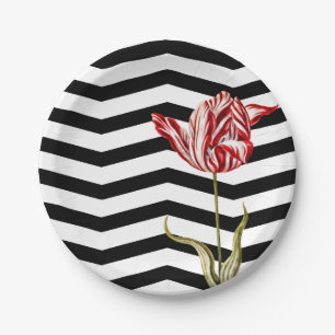 Tulip Botanische Chevron Stripes Pattern Papieren Bordje