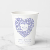 Tulip bouquet art monogram bruiloft blauw papieren bekers (Voorkant)