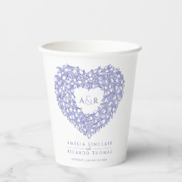 Tulip bouquet art monogram bruiloft blauw papieren bekers