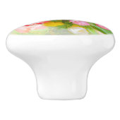 Tulip bouquet in kijkhoek - bloemkunst keramische knop (Zijkant)