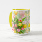 Tulip bouquet in kijkhoek - bloemkunst mok (Voorkant links)