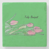 Tulip Bouquet Laying Down Stenen Onderzetter (Voorkant)