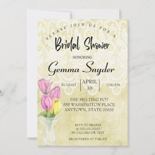 TULIP Bridal Shower-uitnodiging, Tulips-bruiloft Kaart (Voorkant)
