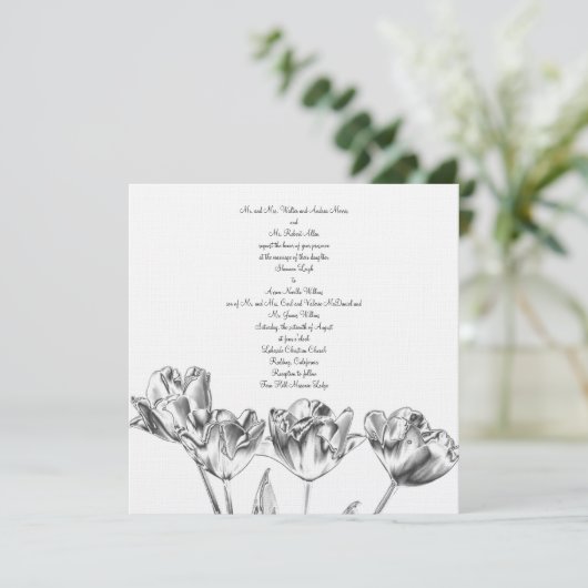 Tulip Chrome Wedding Invitation Kaart (Staand voorkant)
