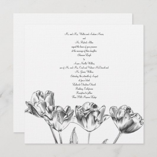 Tulip Chrome Wedding Invitation Kaart (Voorkant / Achterkant)