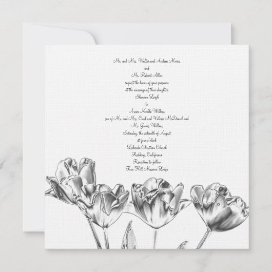 Tulip Chrome Wedding Invitation Kaart (Voorkant)