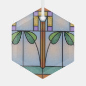 Tulip Craftsman Mission Glas in lood Ornament (Voorkant)