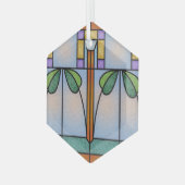 Tulip Craftsman Mission Glas in lood Ornament (Voorkant links)