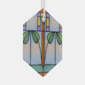 Tulip Craftsman Mission Glas in lood Ornament (Voorkant Rechts)