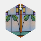 Tulip Craftsman Mission Glas in lood Ornament (Achterkant)