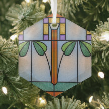 Tulip Craftsman Mission Glas in lood Ornament
