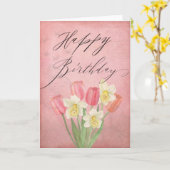 Tulip Daffodil Spring Flowers Happy Birthday Kaart (Gele Bloem)